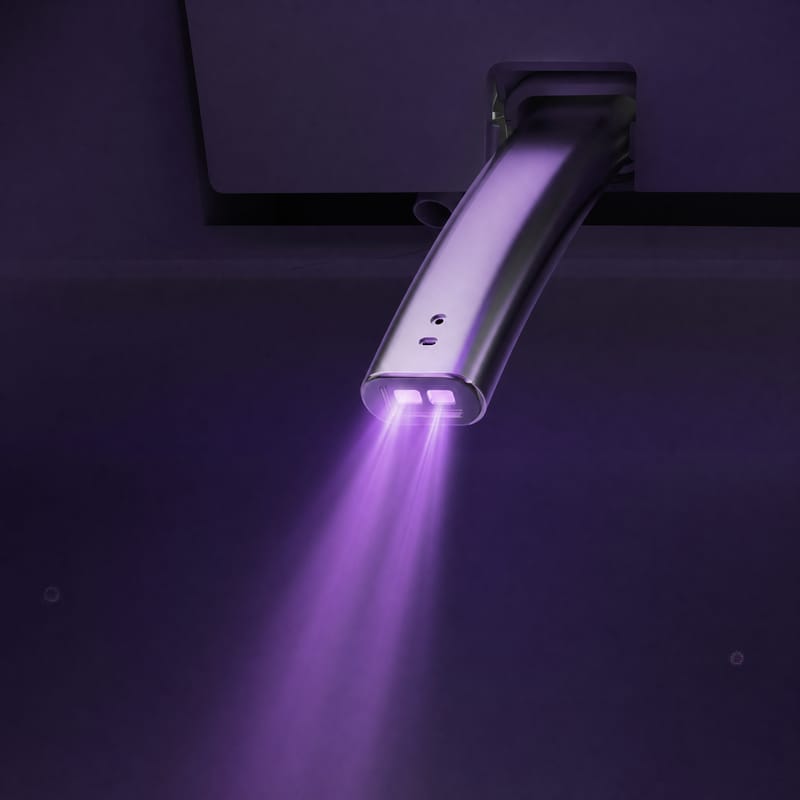 UV light sterilising the bowl
